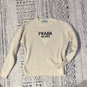 Prada Men's Beige Crewneck Sweater